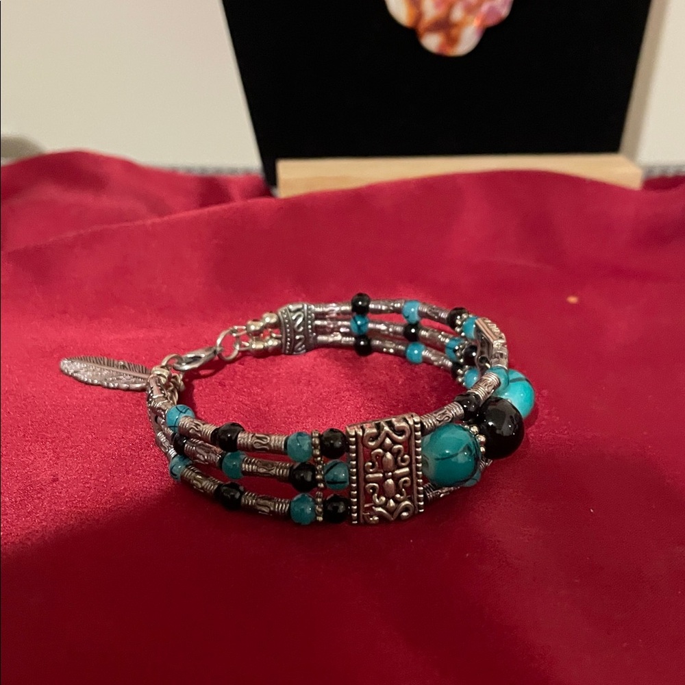 Artisan Silver and Turquoise Bracelet - Picture 5 of 5